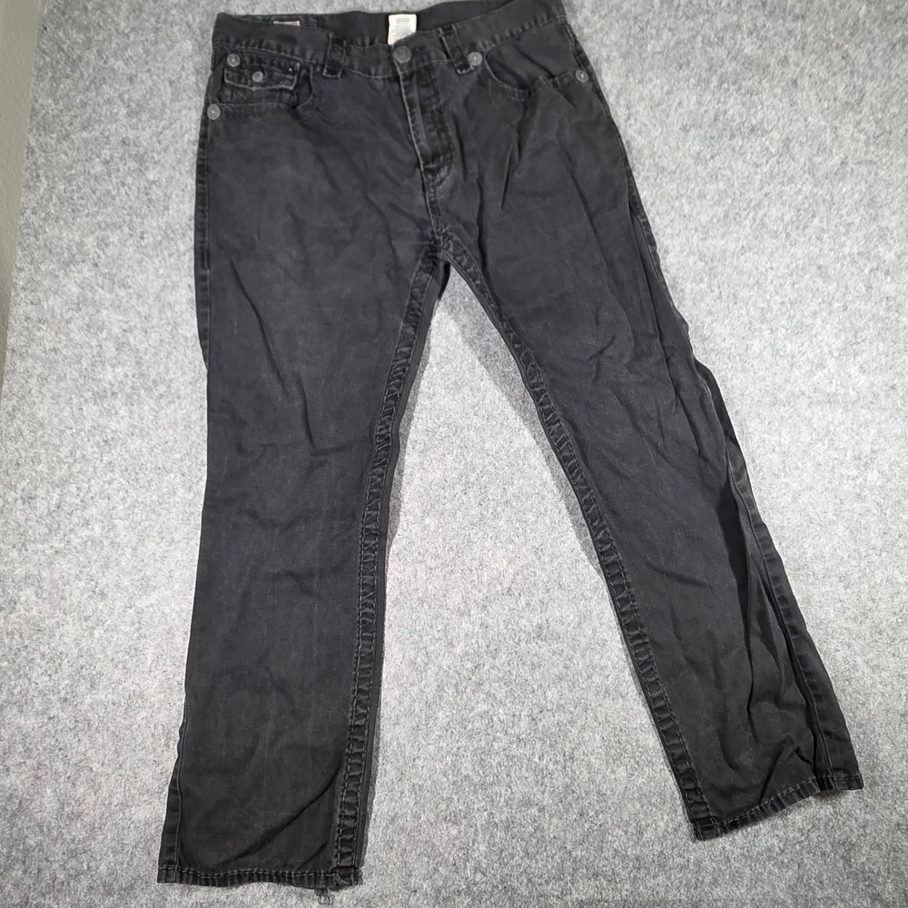 True Religion Ricky Super T Jeans Black Flap Pocket MQ6859L27 USA Mens 40x34 Y2K